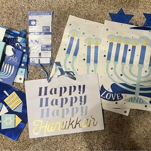 Festive Hanukkah Gift Wrap Set with Menorah Design. 3 large, med, small 8 pack